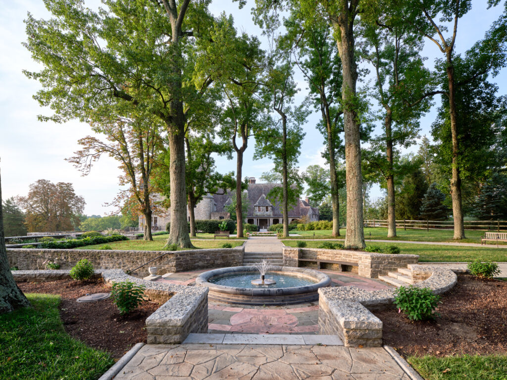 fountain and trees